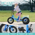 thumbnail image 6 of MOONCOOL Electric Tricycle for Kids ,16"x3" 3 Wheel 250W 10.4Ah Etrike W/ LED headlight & Rear Basket & horn bell & DIY stickers，6/9/12.5 MPH, 6 of 11