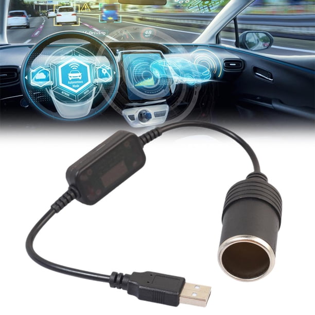 Usb Negro A Enchufe De Encendedor De Automóvil Adaptador De Corriente Convertidor Hembra,5V A 12V Cateissary VI011584-00