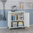 thumbnail image 4 of Manhattan Comfort Fortress Metal Mobile Garage Cabinet with Shelves in White, 4 of 10