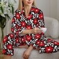 thumbnail image 6 of Uemuo Red Floral Pattern Womens Pajama Sets,PJ Set for Women,Pajamas for Women Logo,Long Sleeve Pajama Set for Women,Soft Long Sleeve Top With Pants-Small, 6 of 9