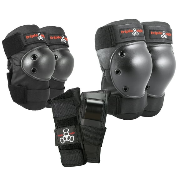 Triple Eight Saver Series Pad Set with Kneesavers, Elbowsavers and Wristsavers, Large, Black