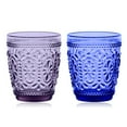 thumbnail image 1 of 2 Pcs Verre à Whisky Rétro Embossé Coloré 250ml Verre Épais Résistant à la Chaleur, 1 of 5