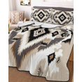 thumbnail image 3 of Quilts Twin Size, Black Brown Soft Comforter Bedding Set for Bed, Boho Vintage Southwestern Ethnic Geometric Lightweight Quilted Bedspread with Pillow Cover(2 Pieces) for All Season, 68x86 Inch, 3 of 6