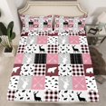 thumbnail image 2 of Homewish Deer Bear Animal Queen Sheet Sets for Teens, Pink Plaid Queen Fitted Sheet, 4pcs, 2 of 7