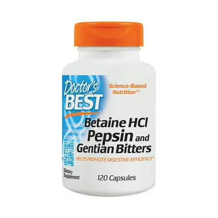 Doctor's Best Betaine HCI Pepsin and Gentian Bitters, Non-GMO, Gluten Free, Digestion Support, 120 (Best Foods For Easy Digestion)