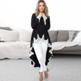 thumbnail image 4 of Casual Mujer Otoño Vestido Kaftan Irregular Dobladillo de encaje Empalme Mangas largas O Cuello Cami Abanopi Negro/S, 4 of 7