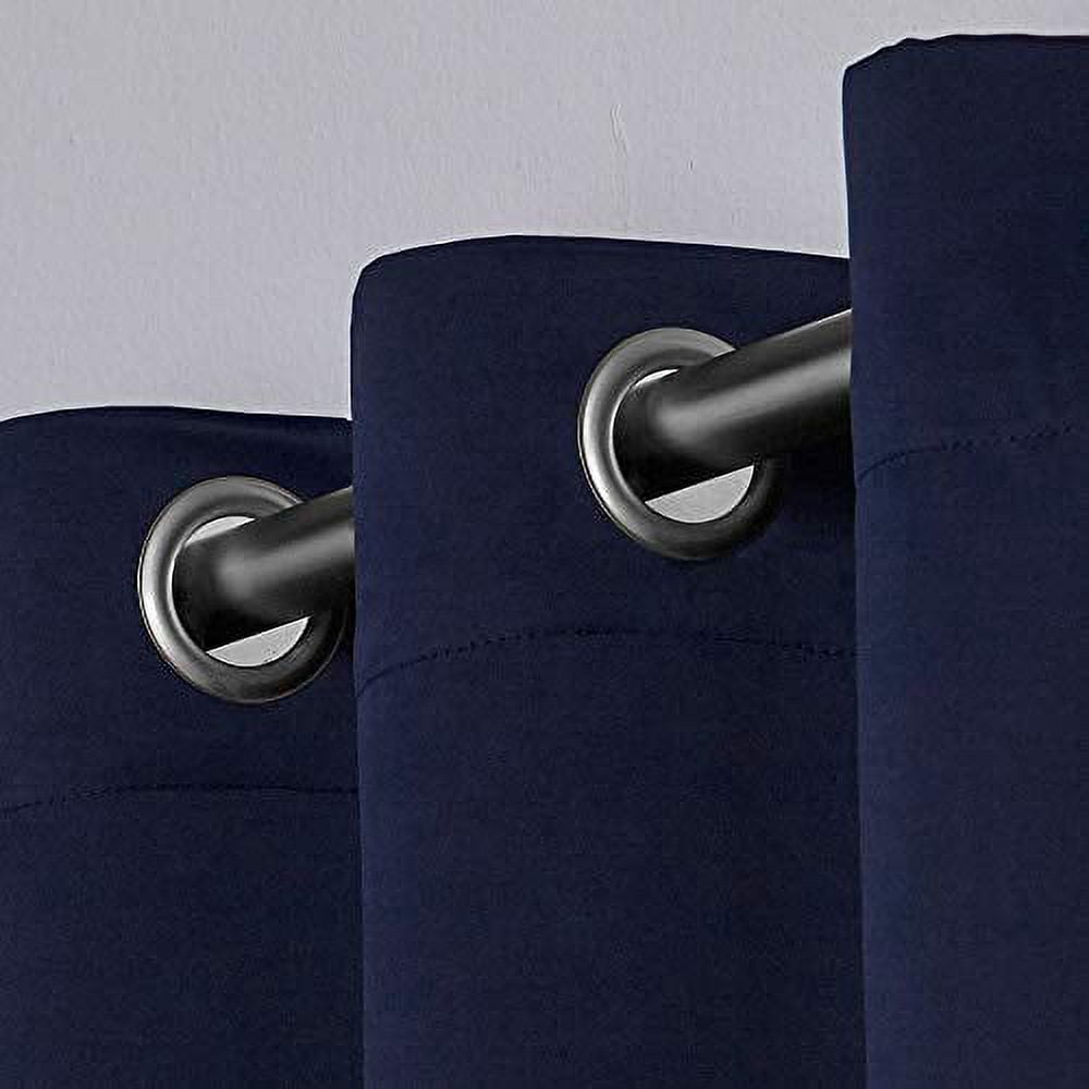 Exclusive Home Sateen Twill Woven Room Darkening Blackout Grommet Top Curtain Panel Pair, 52"x84", Peacoat Blue