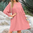 thumbnail image 3 of Aellinatey Womens Fall Dresses Casual Tunic Dress Short Sleeve Crew Neck Flowy Babydoll Dress, 3 of 9