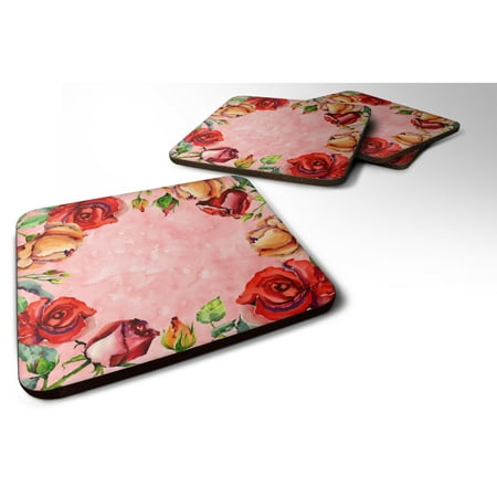 

Carolines Treasures CK1700FC Roses Foam Coaster Set of 4 3 1/2 x 3 1/2 multicolor