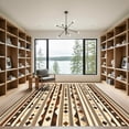 thumbnail image 2 of ODIKA 6'x9' Machine Washable Non-Slip Area Rug, Non Slip Featuring Repetitive and Striped High Traffic Rug with Pad, Brown, 890439, 2 of 8