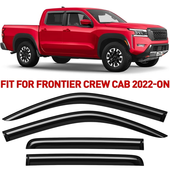 Voron Glass Tape-on Extra Durable Rain Guards for Nissan Frontier 2022-2026 Crew Cab, Window Deflectors, Vent Window Visors, 4 Pieces - 100454