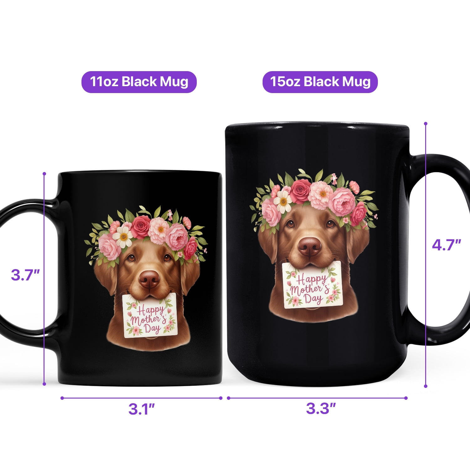 Happy Mother's Day Chesapeake Bay Retriever with Flower Crown and Greeting Card Mug Chessie Dog Lover Coffee Tea Cup - 13004