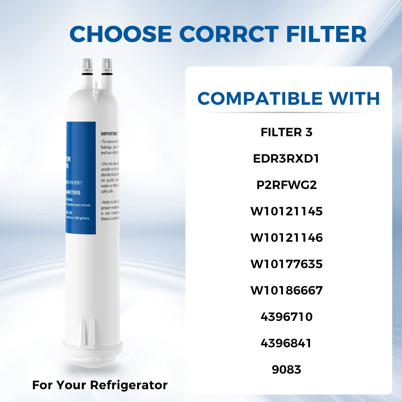 Aiqeek Refrigerator Water Filter 3-Pack NSF 42 Certified, Compatible with EDR3RXD1/ 4396841