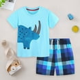 thumbnail image 2 of Baby Boy Clothes Toddler Summer Outfits Cute Dinosaur T-Shirt Tops + Casual Pocket Shorts Set, 2 of 7
