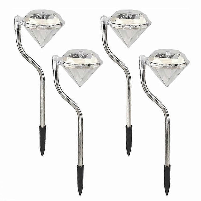 4pcs Outdoor Light Solar Garden Stake Yard Light Stainless Steel Lawn Lamp Decor