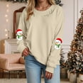 thumbnail image 2 of larppty Women's Casual Crew Neck Christmas Snowman Print Sweatshirt Loose Soft Long Sleeve Pullover Tops （Beige, XL）, 2 of 5