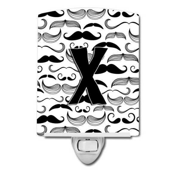 Letter X Moustache Initial Ceramic Night Light
