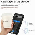 thumbnail image 3 of Nalacover 2-in-1 Magnetic Case for Google Pixel 7A, Back Wallet Case with Detachable Card Holder Ring Holder Stand Phone Cover for Google Pixel 7A, Vintage PU Leather Shockproof Case - Black, 3 of 10