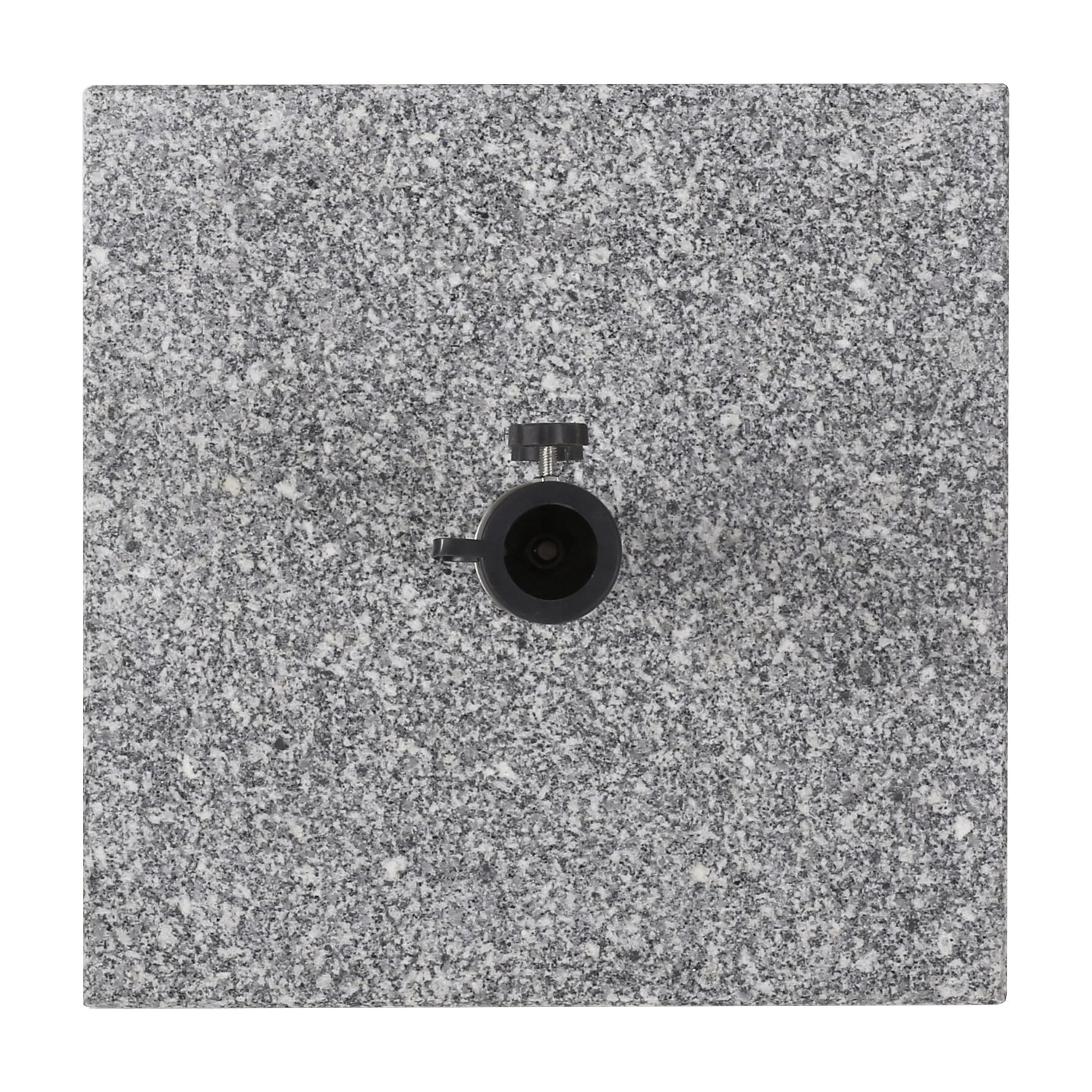 GDF Studio Martino Square Granite and Stainless Steel Umbrella Base, Natural Gray