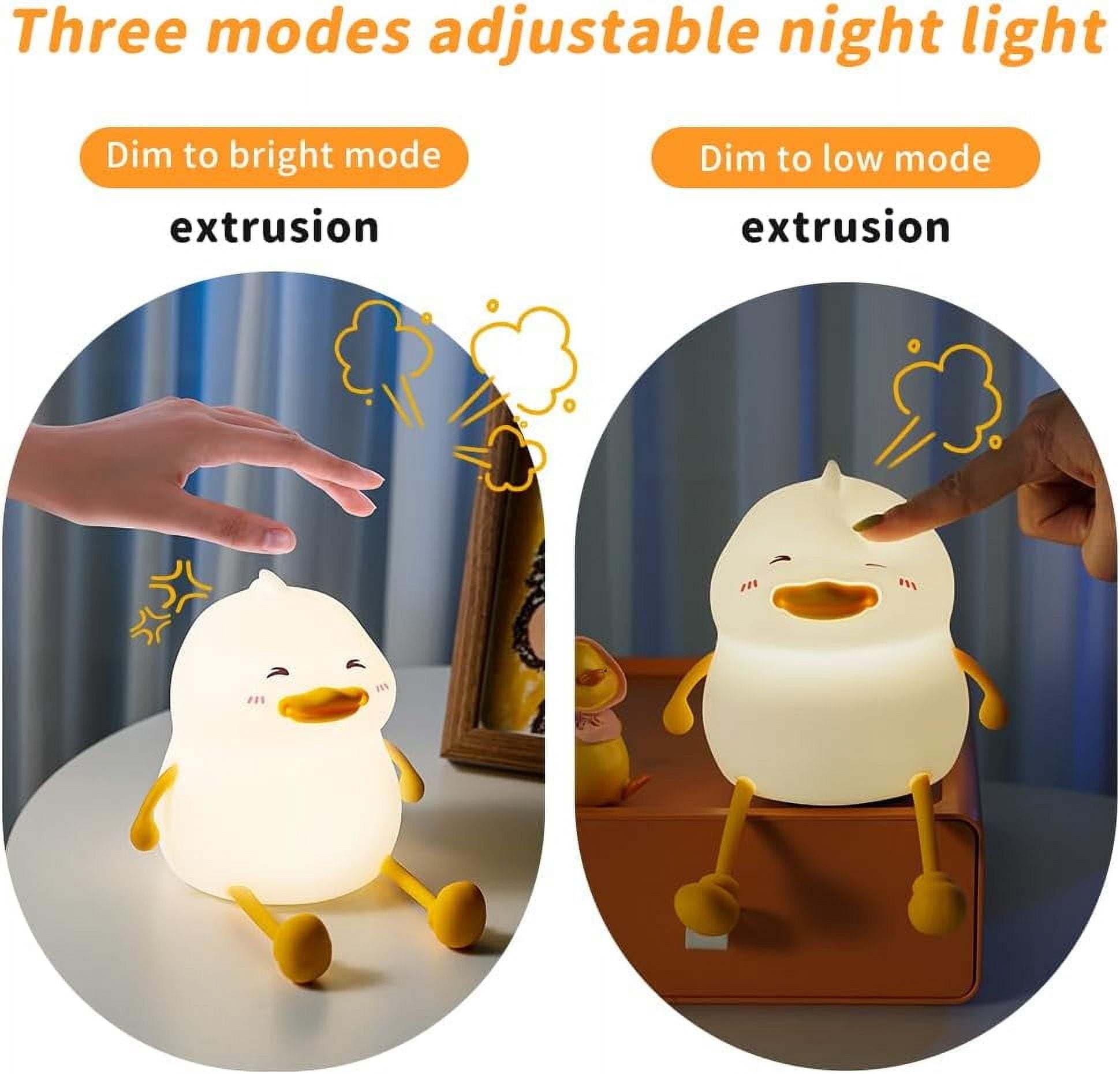 LED Cute Duck Night Light, Duck Silicone Baby Night Light, Rechargeable Table Lamp, Bedside Lamp with Touch Sensor for Bedroom, Living Room, 3 Dimmable Functions