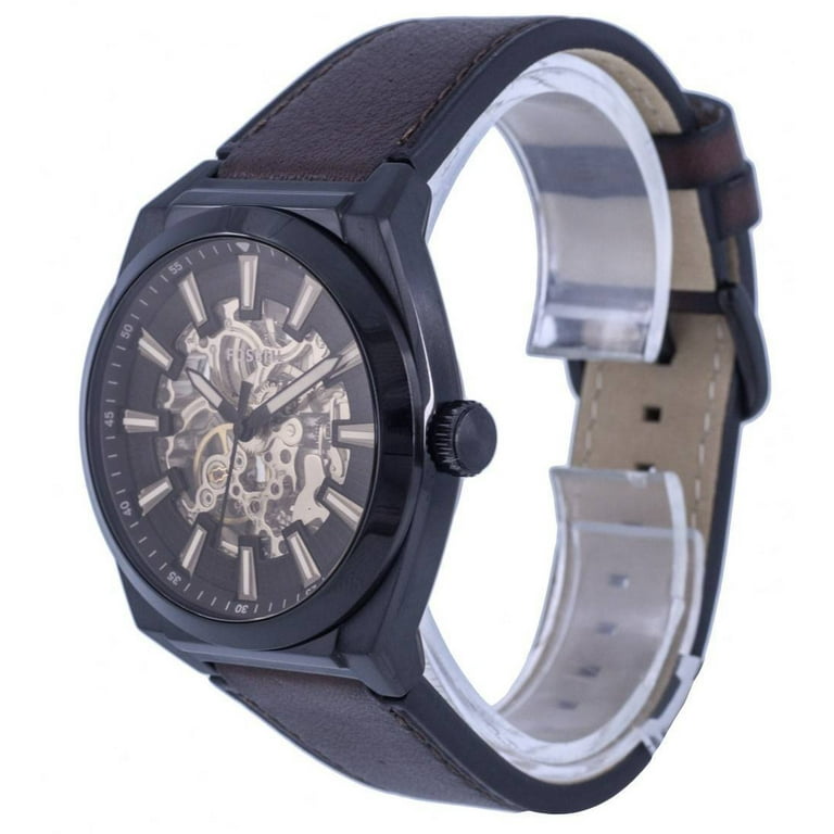 Fossil Everett Skeleton Stainless Steel Brown Dial Automatic 