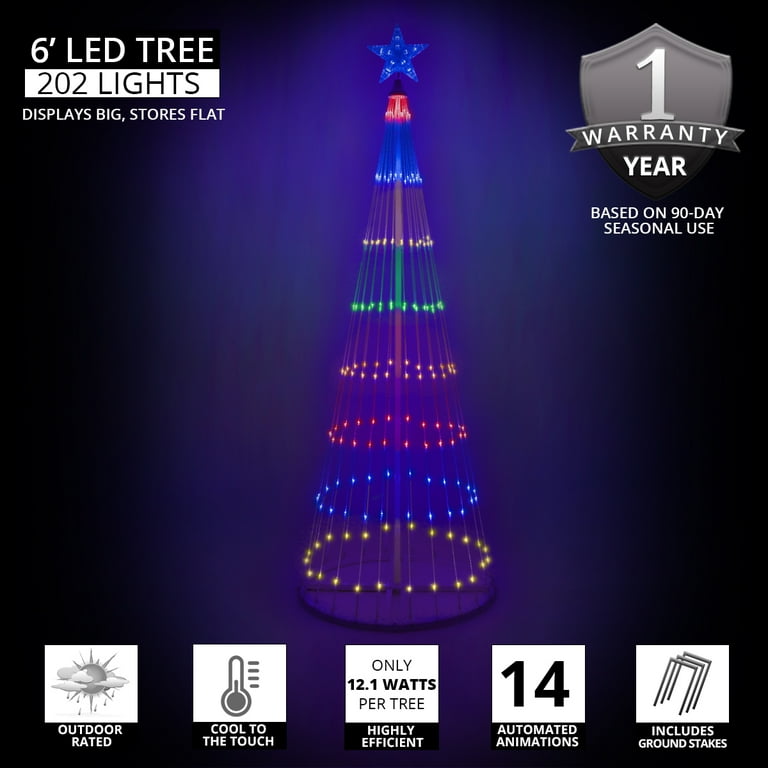 Christmas Cone Tree LED Light, 6ft 265 LED Light Show Christmas Tree w —  CHIMIYA