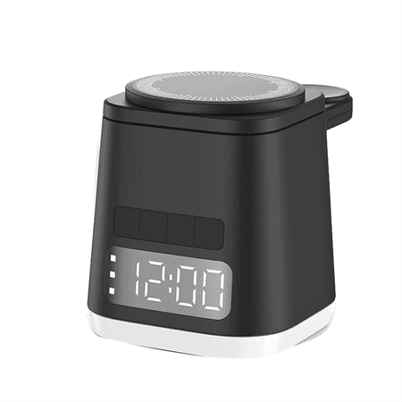 Charging Station,Alarm Clock,Night Light,Wireless Dock, Phone Watch Charger Stand, Combo Black