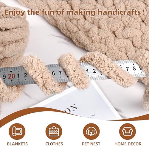 Chunky Yarn for Hand Knitting, 8 Packs Chunky Chenille Yarn for Crocheting, Bulky Thick Fluffy Yarns for Knitting, Super Bulky Blanket Yarns for Handcrafts 2045g (72oz) 245 Yards (224m)