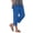 Blue, variant on Women's Cotton Linen Straight Leg Pants Elastic Waist Casual Ankle Cropped Trousers with Pockets Stretch Pull On Comfy Pants