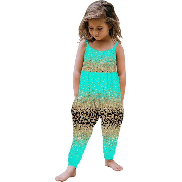 LSLJS Toddler Girls Kids Printing Jumpsuit Playsuit Strap Romper Summer Outfits Clothes, Girls' Jumpsuits & Rompers Summer Clothes