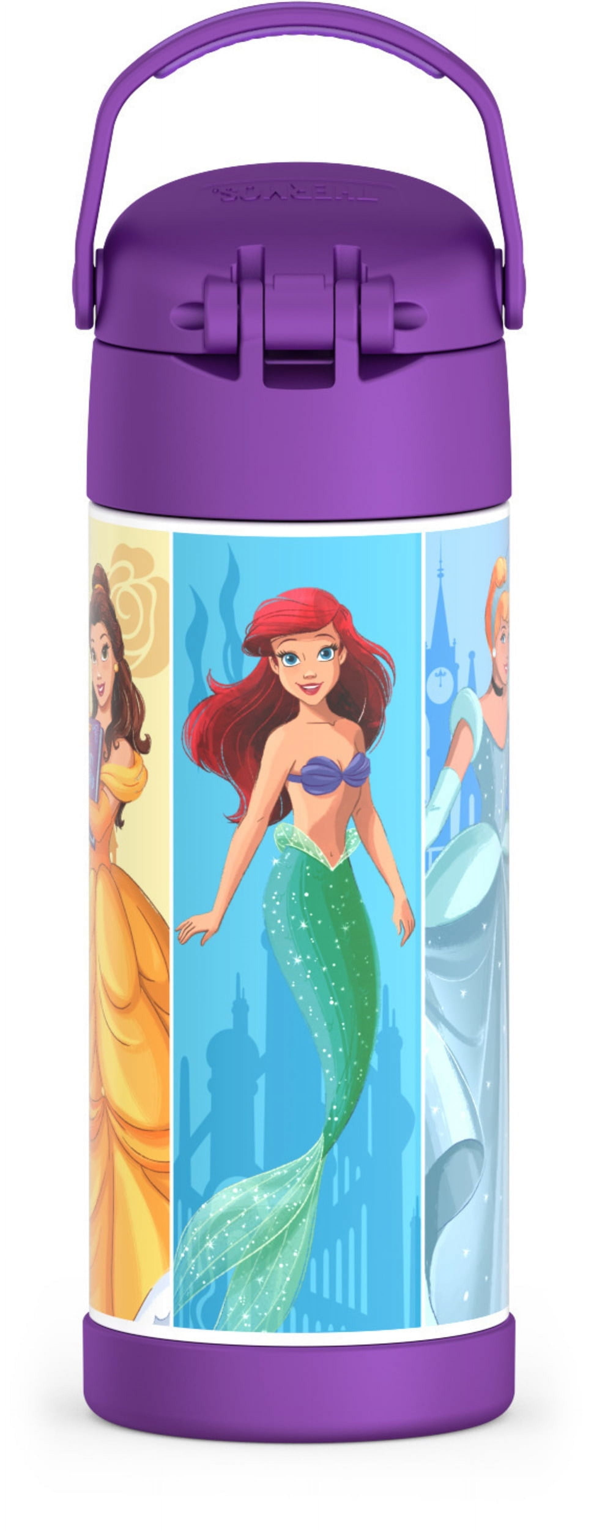Thermos Kids Stainless Steel Funtainer Water Bottle with Straw, Dishwasher Safe, Leak Proof, Princess, 14oz