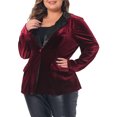 thumbnail image 4 of Agnes Orinda Women's Plus Size Velvet Blazer Vintage Evening Sparkle Button Contrast Notched Lapel Blazers, 4 of 5