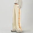 thumbnail image 2 of Casual Pants for Women Wide Leg Sweatpants Side Bow Elastic Loose Long Pants with Pockets Beige Loose Pants for Women L, 2 of 4