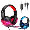 TSV Gaming Headset Fit for PS5 PS4 PC Xbox Nintendo Switch, USB + 3.5mm Wired Headphones with Microphone, Stereo Surround Sound, Noise Canceling Over-Ear Headphones Fit for Laptops Tablets Phones