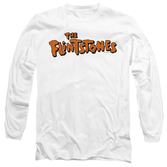 Flintstones Flintstones Logo 2 Unisex Adult Long-Sleeve T Shirt,White, Small