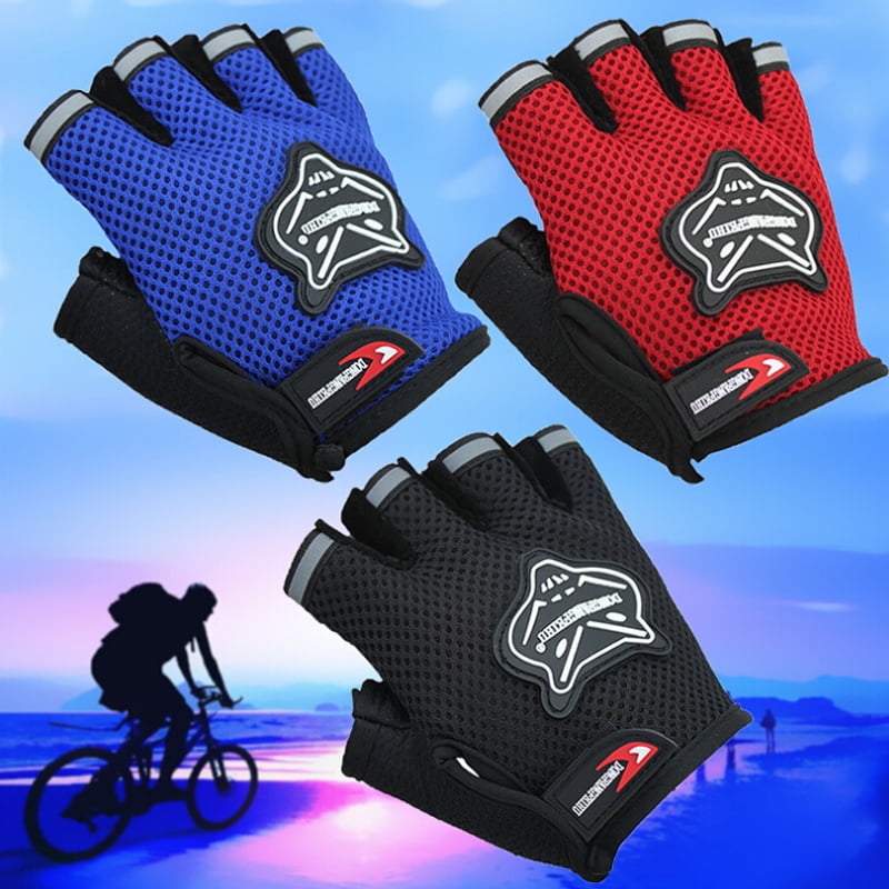Kids/Adult Cycling Padded Gloves Sports Mitts Bike MTB Skate Fingerless HOT UK 