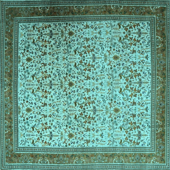 Ahgly Company Indoor Square Persian Light Blue Traditional Area Rugs, 5' Square