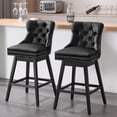 thumbnail image 4 of Tewloss 26" Swivel Bar Stools Set of 2 Leather Counter Height Chairs for Home Kitchen Dining, Black, 4 of 8