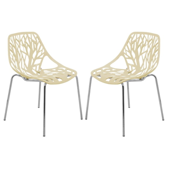 Modern Dining Chairs (2-Pack) - Stylish Accent Chairs for Kitchen, Living Room, Office - Chrome Legs, 31" Height