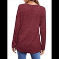 thumbnail image 4 of Camisas de Larga para Mujer, Blusas Holgadas de Cuello Redondo, Elegantes, Informales, para Otoño e Invierno. Rojo L, 4 of 5
