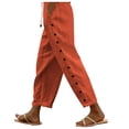 thumbnail image 2 of Jsaierl Womens Harem Pants Drawstring Elastic Waisted Lounge Vacation Pants Solid Color Side Button Lightweight Trouser with Pockets, 2 of 8