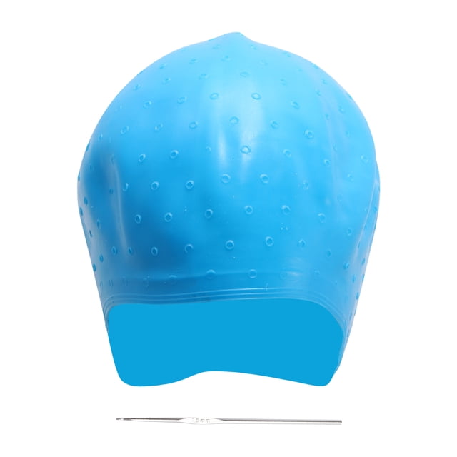 Gorro de silicona azul para resaltar el cabello con aguja, gorro para teñir el cabello, herramientas para teñir el cabello para peluquería, salón
