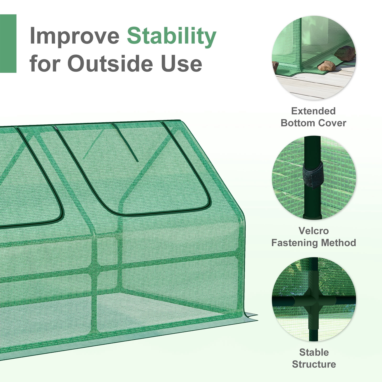 Aoodor 4 ft. x 2 ft. x 2 ft. Mini Greenhouse with 2 Zipper Doors, Water Resistant UV Protected for Flowers, vegetables and herbs - Green
