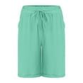 thumbnail image 4 of vigerkar Wide Leg Linen Shorts for Women Elastic Drawstring High Waisted Bermuda Shorts Casual Loose Summer Soft Lounge Short Mint Green, XXL, 4 of 6