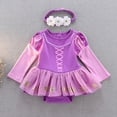 thumbnail image 4 of WIBACKER 3-18M Infant Baby Girls Princess Romper Onesie Dress Bodysuit with Headband Toddler Christmas Halloween Birthday Dresses, 4 of 12