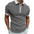 thumbnail image 2 of EWASWON Men's Short Sleeve Graphic Polo Shirt, Slim Fit Zip-Up Collar, Breathable Cotton Blend for Summer Casual Wear,Gray,Size S, 2 of 6