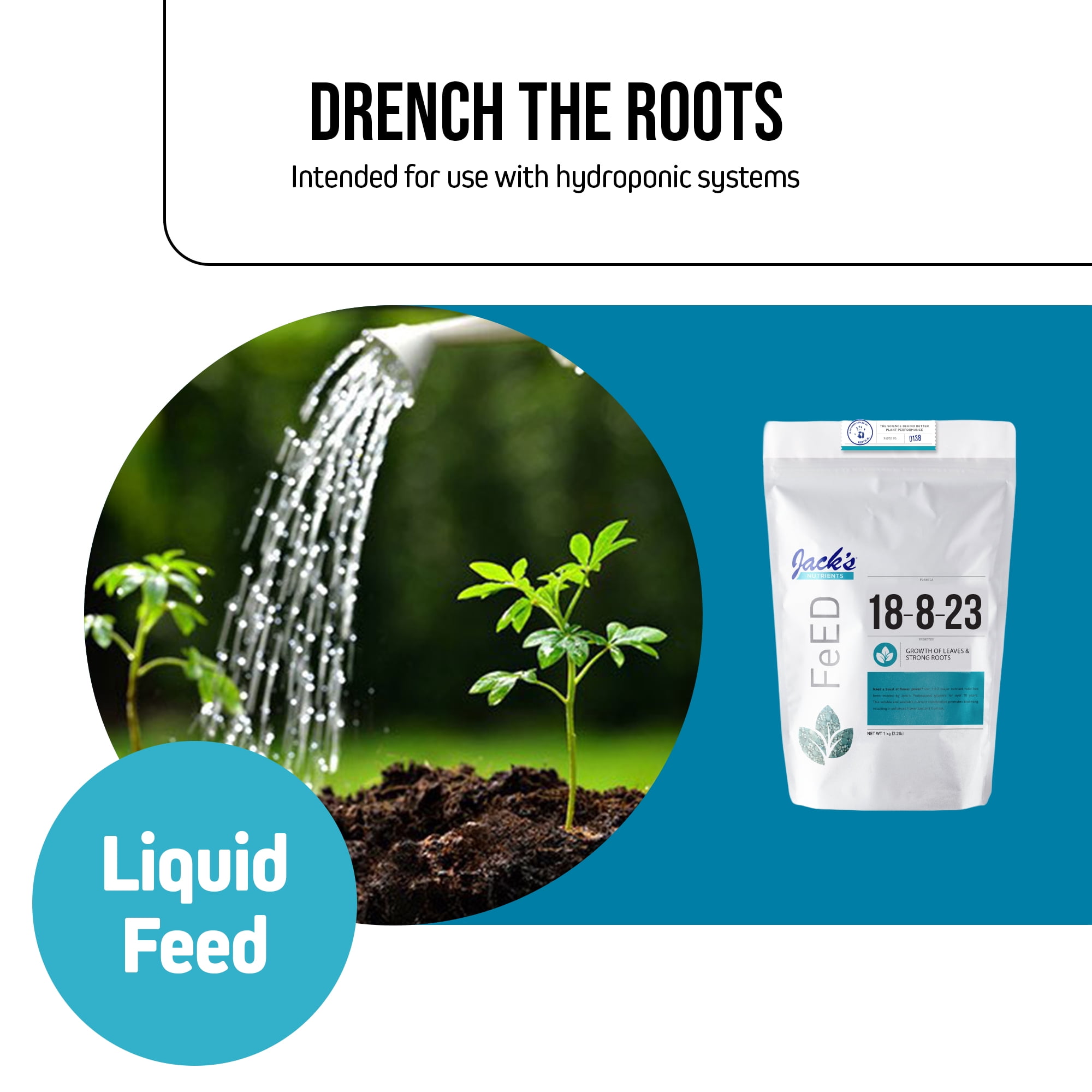 Jack’s Nutrients 18-8-23 Outdoor Water-Soluble Fertilizer, 2.2lbs - Powdered Plant Food with Micronutrients for the Growth of Leaves and Strong Roots in Continuous Liquid Feed Programs