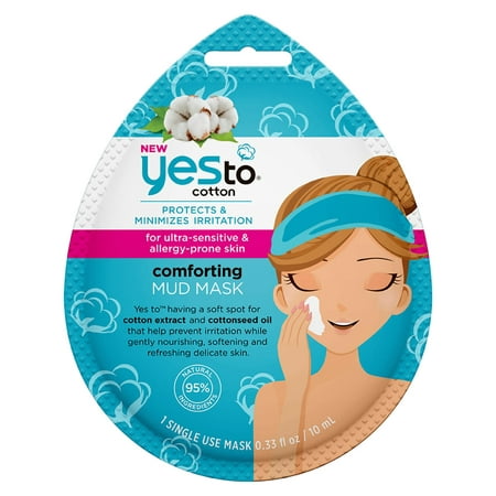 Yes To Cotton Protects and Minimizes Irritation for Ultra Sensitive and Allergy Prone Skin Comforting Mud Mask, 1 Count + Cat Line Makeup