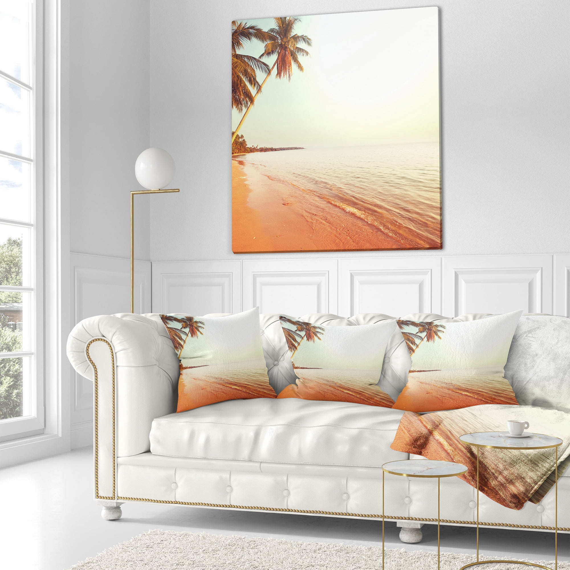 Designart 18" x 18" White Polyester Throw Pillow