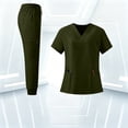 thumbnail image 2 of VV AVEORS Scrubs For Women Set Stretch V-Neck Scrub Top & Jogger Pant - Quick Dry Nurse Uniforms Set With Multi Pockets All-Day Comfort Army Green 2XL, 2 of 5